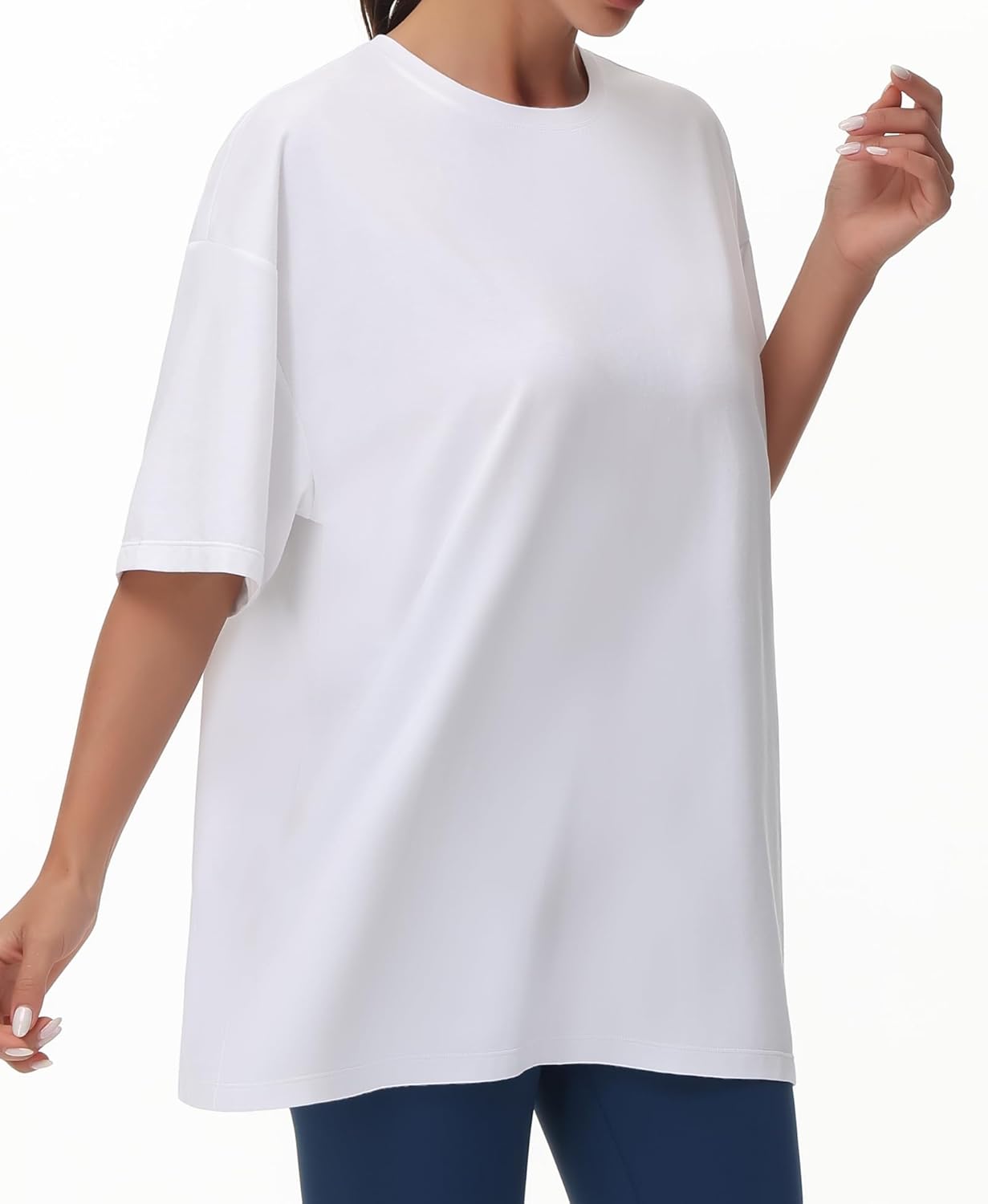 Tricou Beth pentru femei oversize – Guler rotund, mâneci scurte, casual ușor de vară