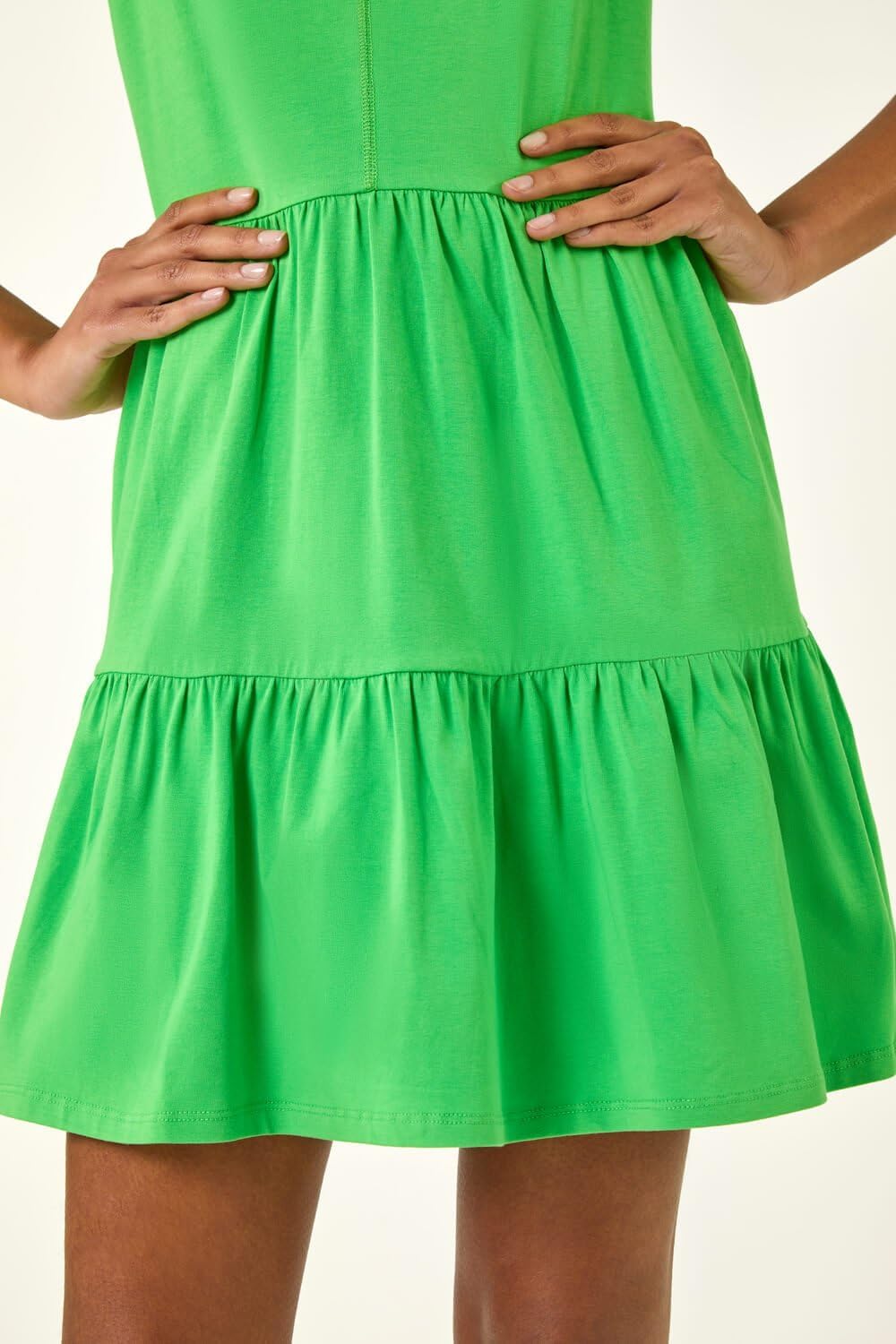 Clara Korte Jurk Dames – Stretch Katoenen Jurk Met Volants Ronde Hals Zomer Elegant