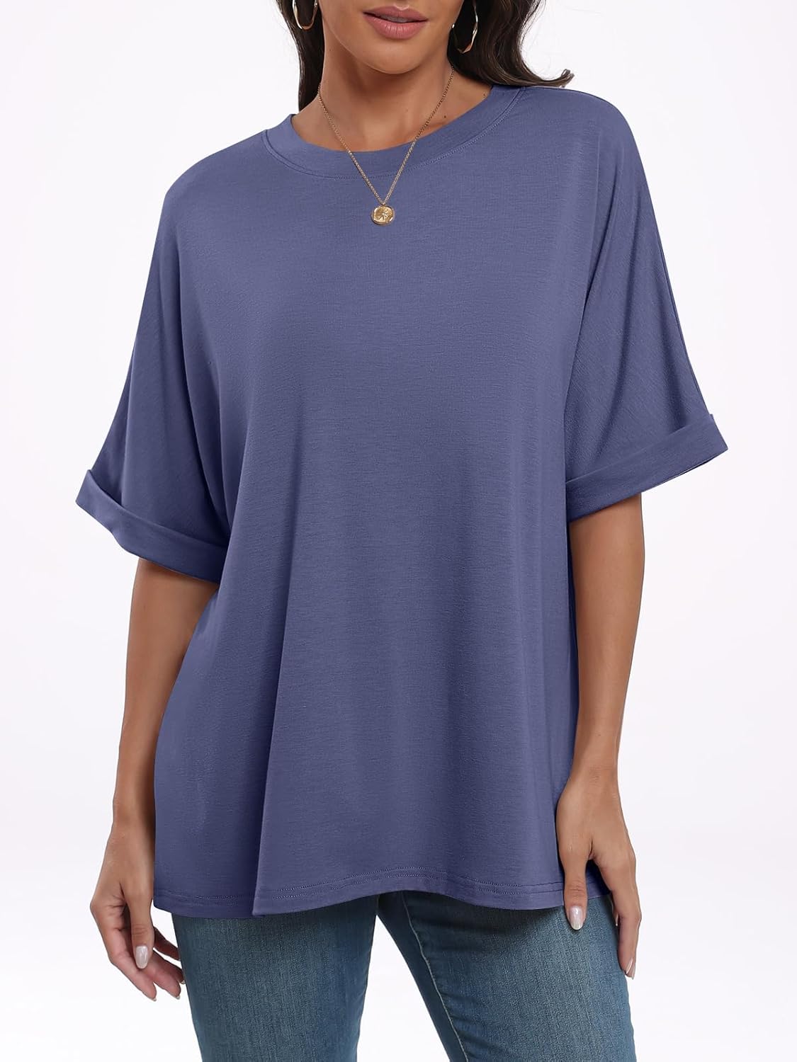 Laura Oversize Women's T-Shirt – Chic Summer Top with Round Neck and Short Sleeves Tunic