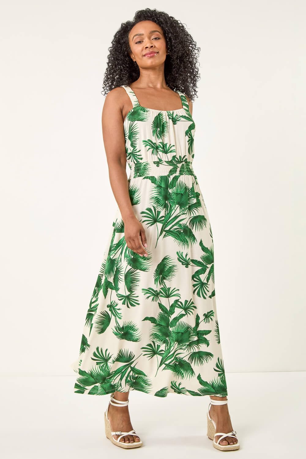 Emma Robe Midi Femme – Robe Été Bretelles Col Carré Broderie Coton Élégante