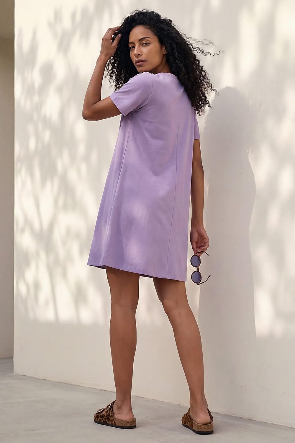 Léonie Kurzes Kleid für Damen – Swing-Kleid aus Baumwoll-Stretch mit Rundhalsausschnitt, Sommer, elegant