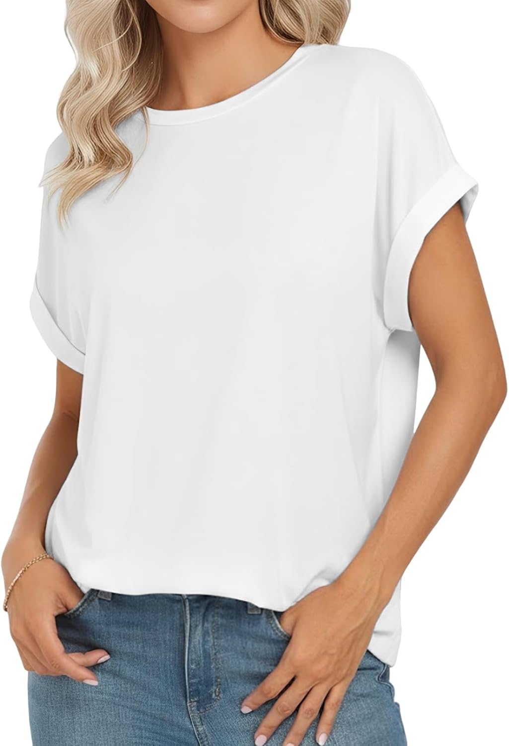 Emma T-shirt dames oversized – ronde hals, korte mouwen, ruime zomerpasvorm