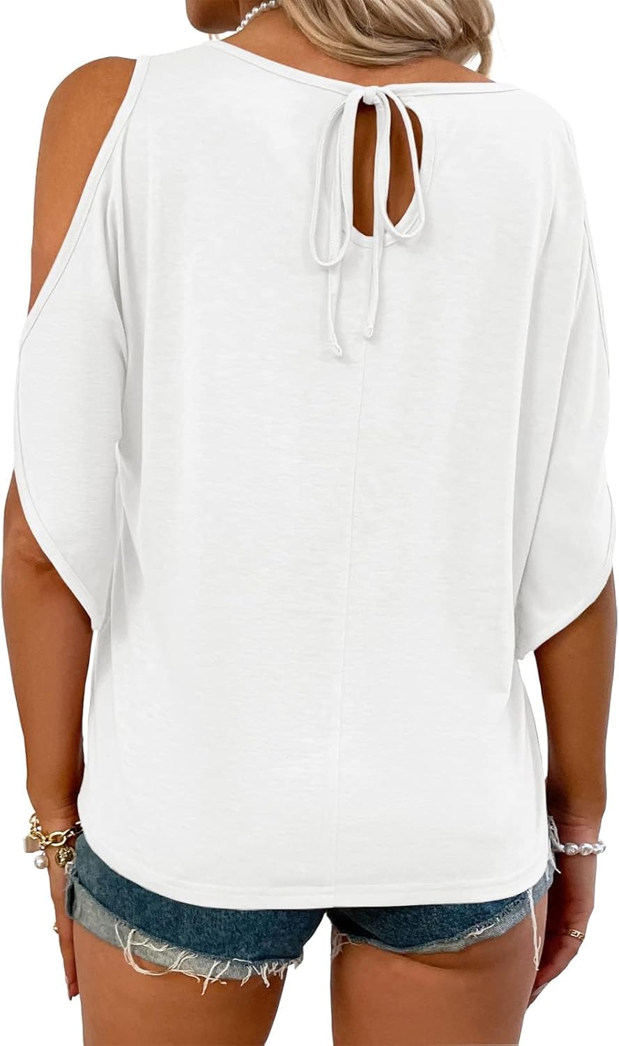 Camille T-Shirt Femme Épaules Dénudées – Top Été Ample Manches Courtes Chic