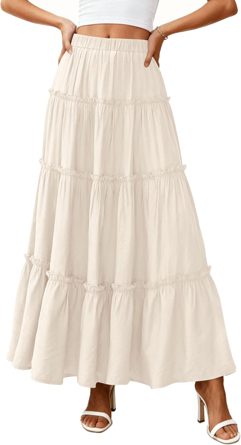 Layza Maxirock Damen – Boho-Rock mit hoher Taille, fließend & Volants Sommer