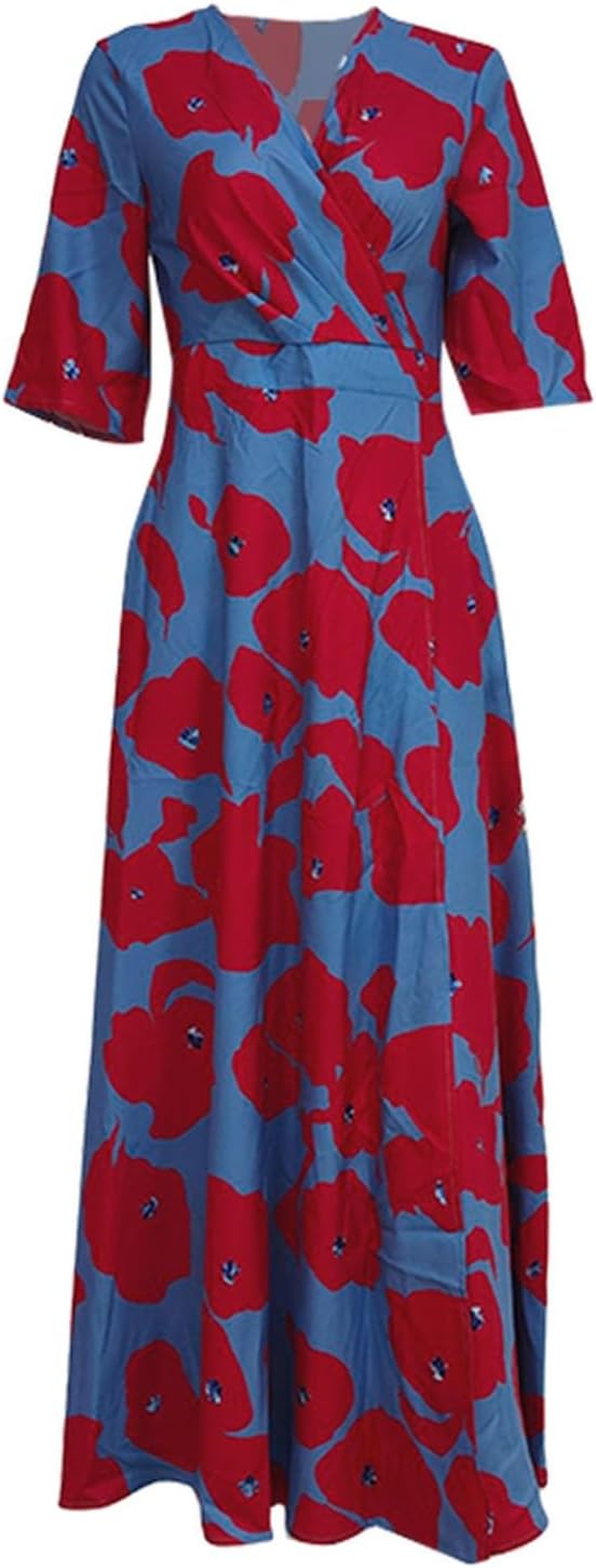 Julie Sommerkleid Damen – Fließendes A-Linien-Kleid mit kurzen Ärmeln und V-Ausschnitt
