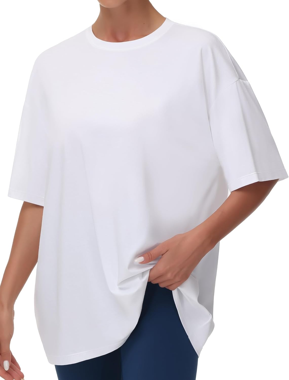 Tricou Beth pentru femei oversize – Guler rotund, mâneci scurte, casual ușor de vară
