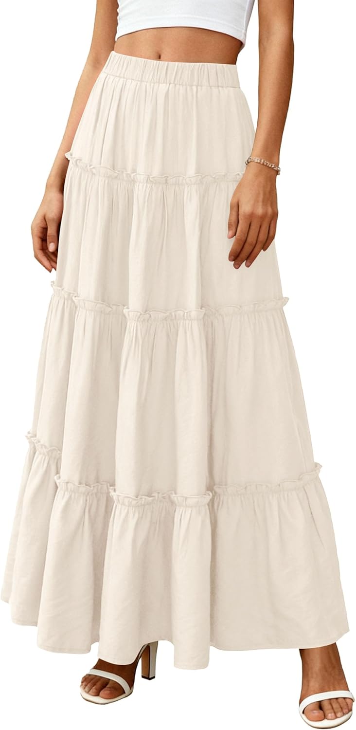 Layza Maxirock Damen – Boho-Rock mit hoher Taille, fließend & Volants Sommer