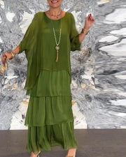 Aurora Robe Longue Femme – Robe Ample à Manches Chauve-Souris Style Artistique