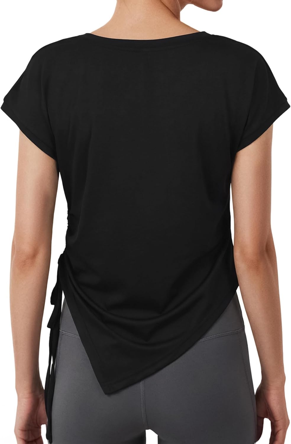 Josefa Women's Top – Asymmetric V-Neck, Adjustable Ruched Detail & Chic Short Sleeves