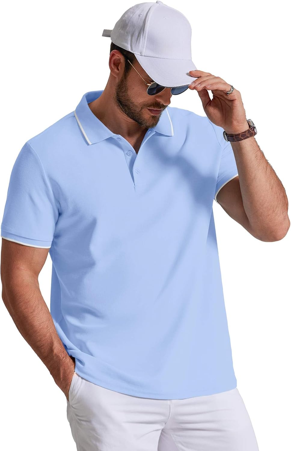 Leon Men's Polo – Short Sleeve Cotton Piqué Polo, Casual & Elegant Golf Style