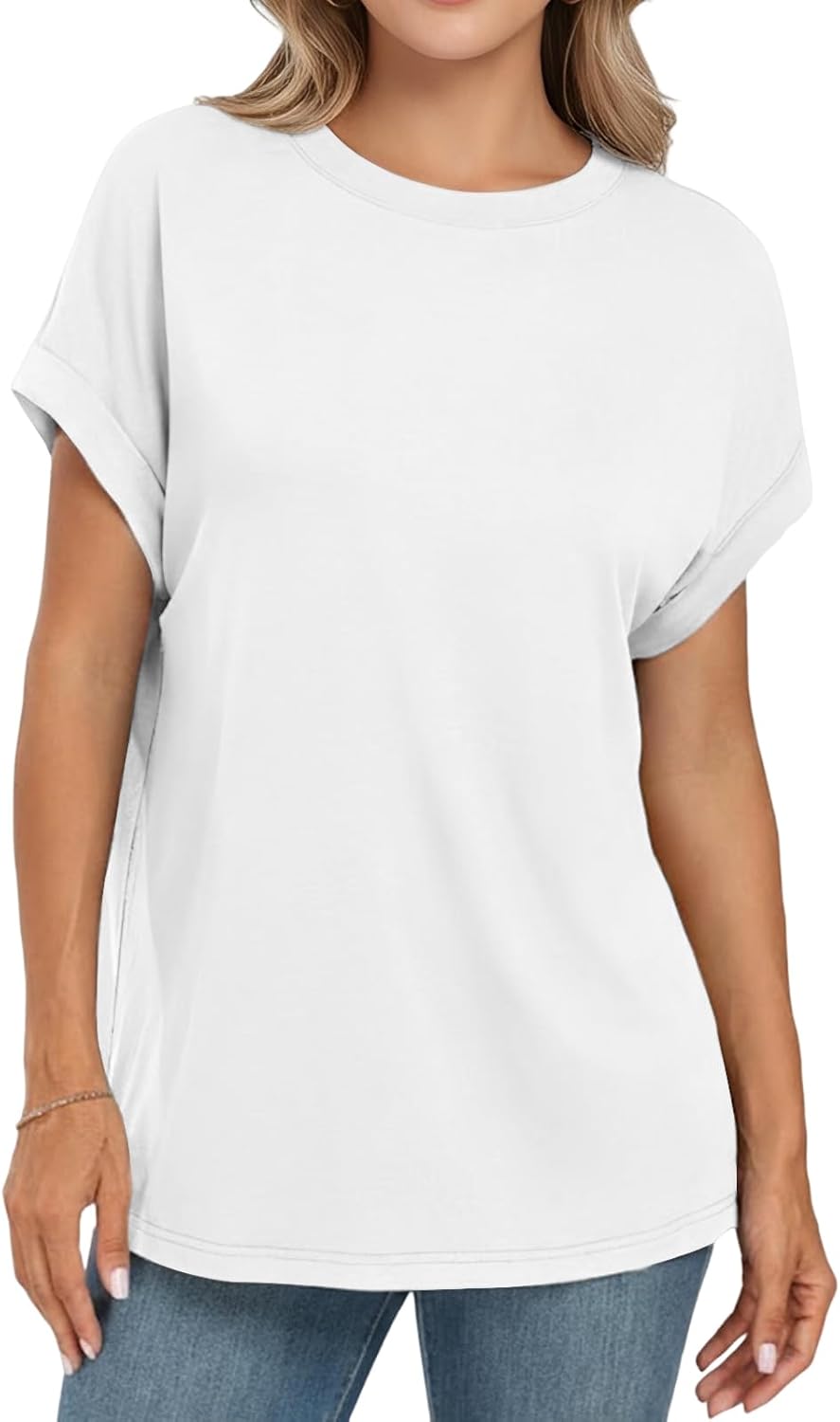 Emma T-shirt dames oversized – ronde hals, korte mouwen, ruime zomerpasvorm