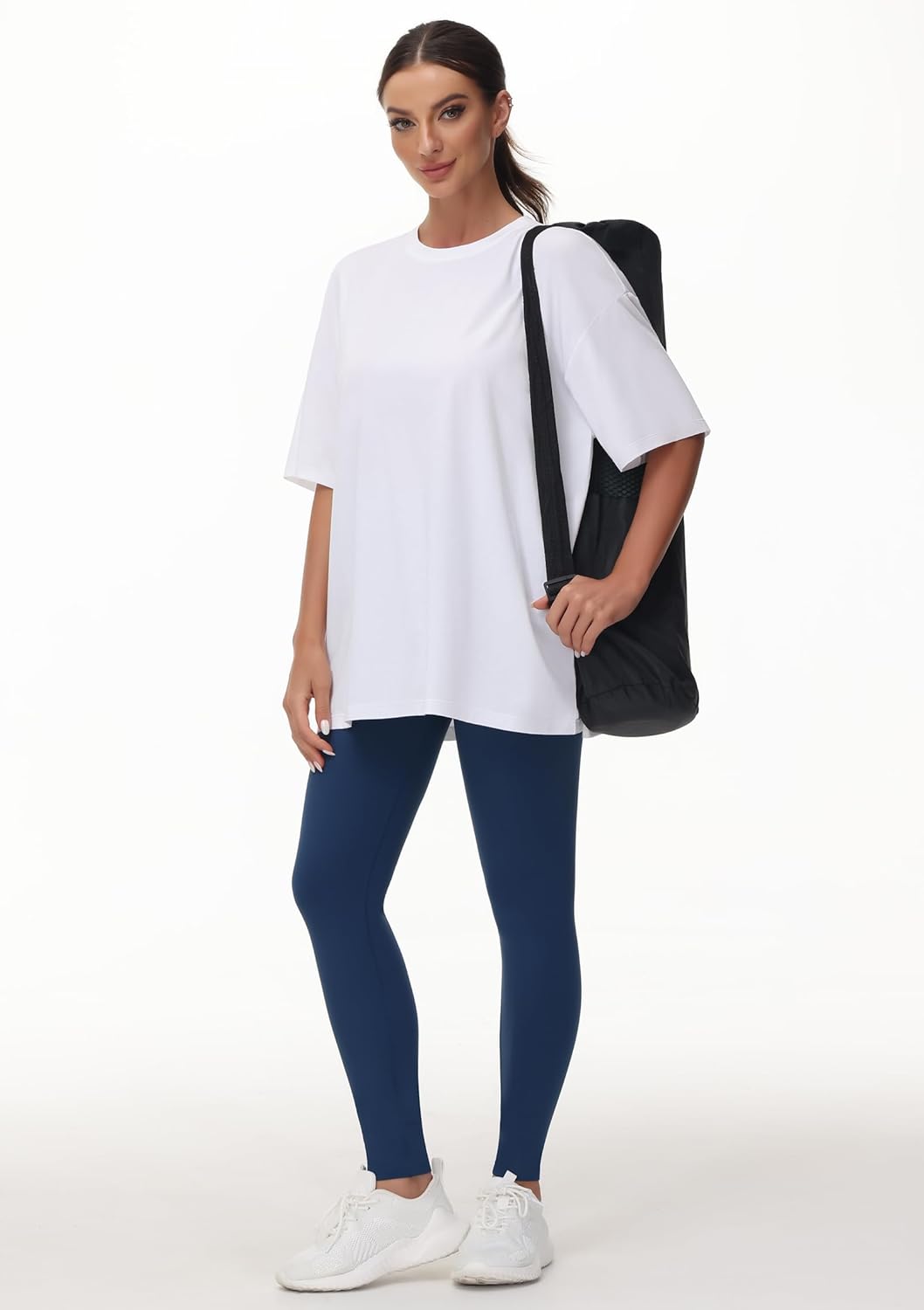 Tricou Beth pentru femei oversize – Guler rotund, mâneci scurte, casual ușor de vară