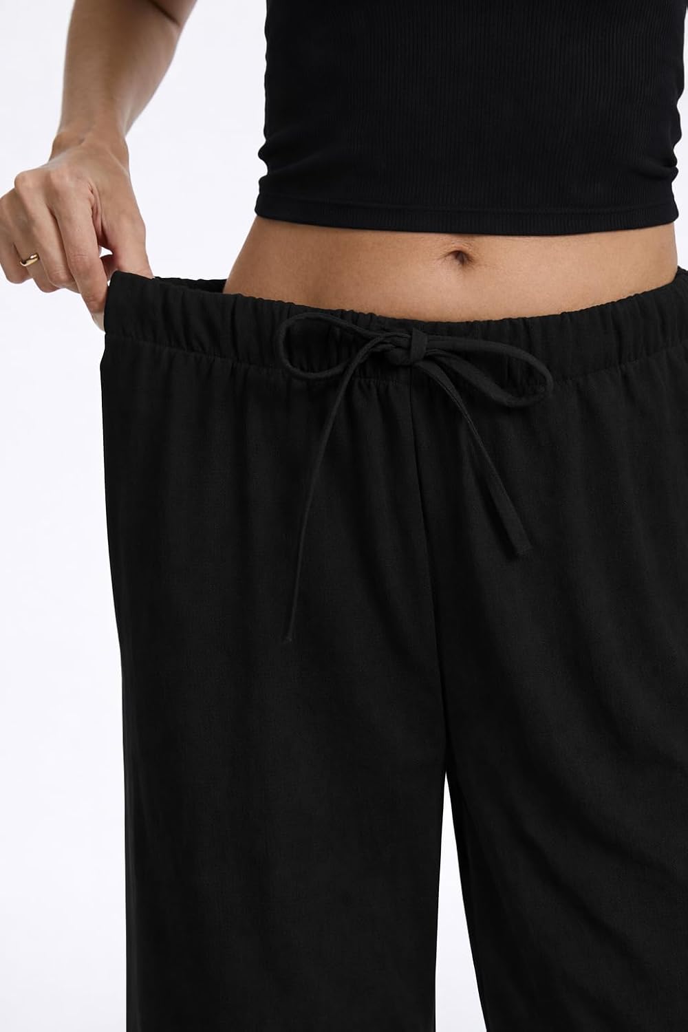 Clyde Pantalon Femme – Pantalon Large Taille Haute Crêpe Sans Plis & Poches