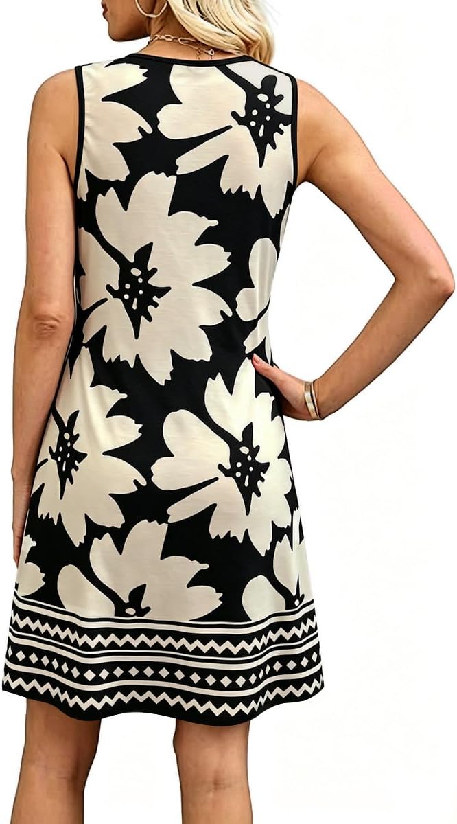 Chloé Vestido de Verano para Mujer – Vestido Corto Floral con Tirantes Corte A-Line Playa