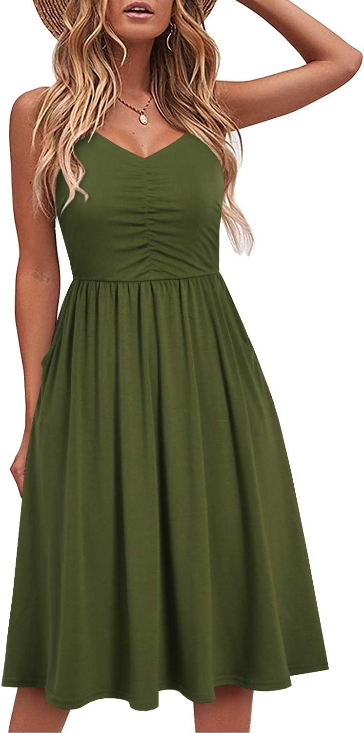 Lina kjole sommer dame – A-formet kjole med justerbare stropper og elegante lommer