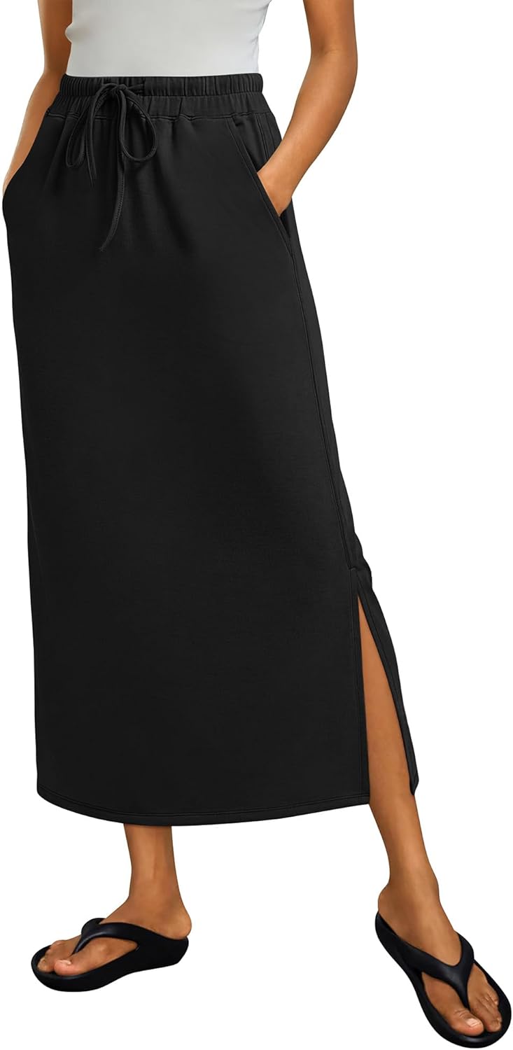 Jessa Jupe Maxi Damen – Maxirock mit hoher Taille, Schlitz & Taschen, lässig schick