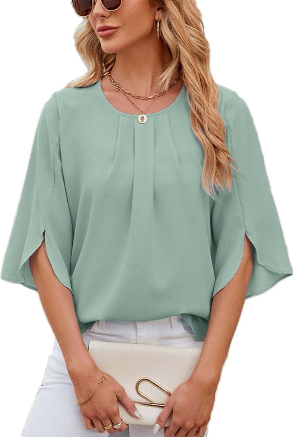 Soraya Blouse Dames Chic – Losse Chiffon Top 3/4 Mouwen Elegant Zomer Lente