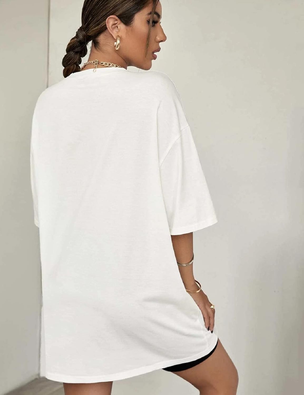 T-shirt donna Léna – Top oversize in cotone con scollo rotondo e maniche corte, casual estivo