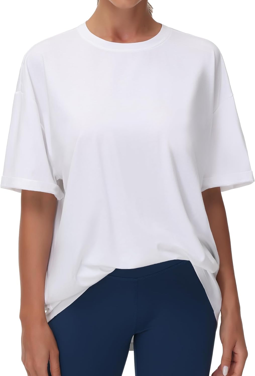 Tricou Beth pentru femei oversize – Guler rotund, mâneci scurte, casual ușor de vară