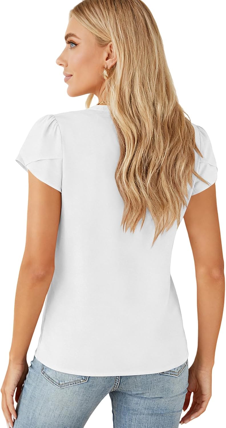 Sophie Blouse Femme Mousseline – Col V, Manches Bouffantes, Coupe Fluide Élégante
