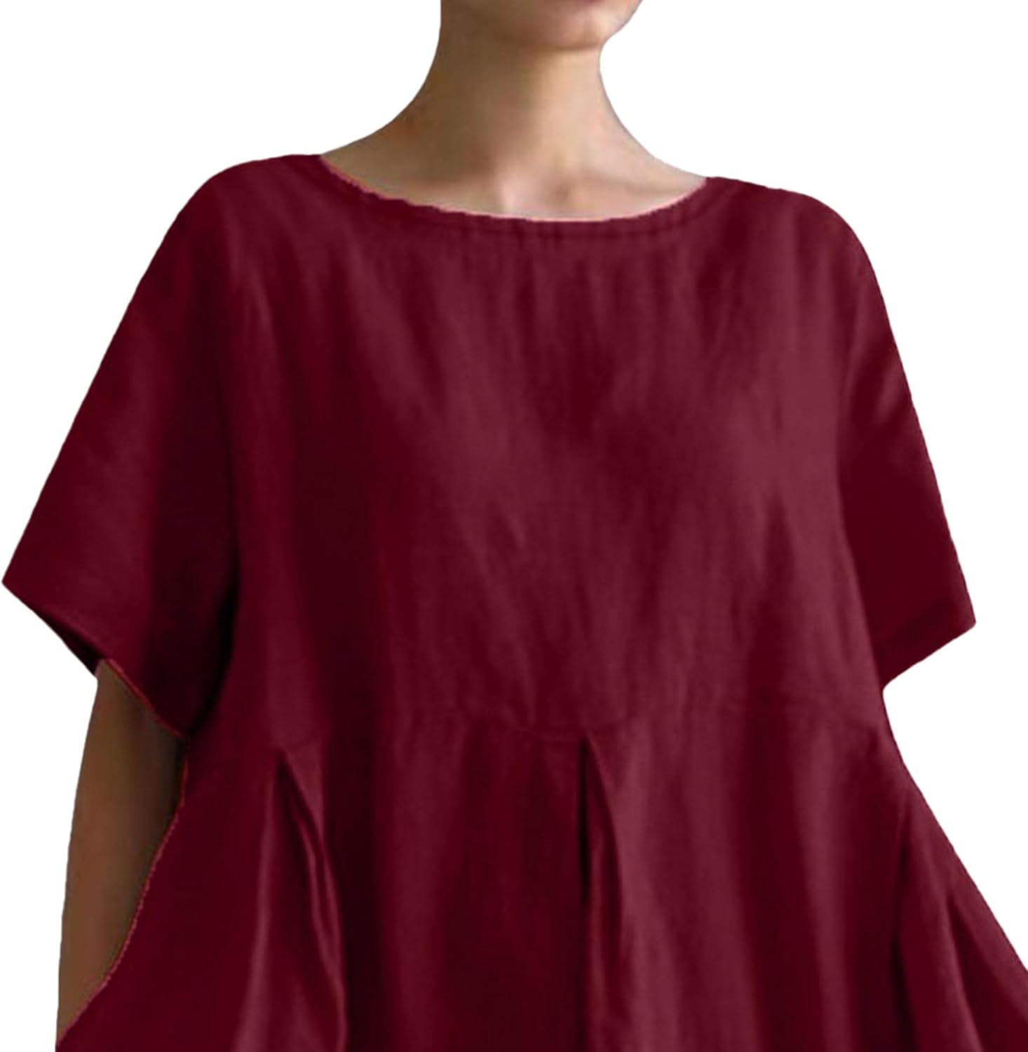 Giulia Abito Donna – Abito Maxi in Cotone Taglio Fluido Collo Tondo Casual Elegante Estate