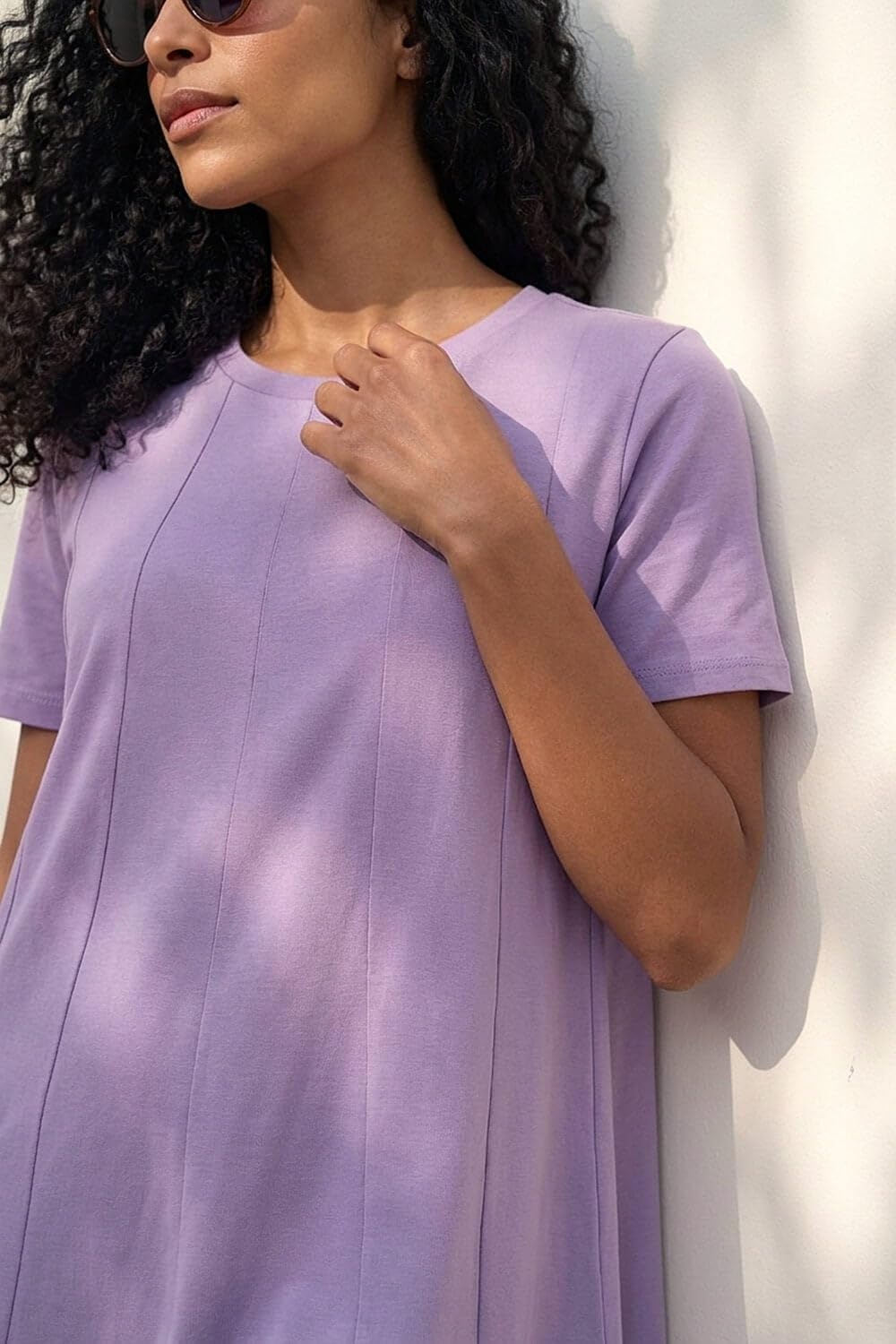 Léonie Kurzes Kleid für Damen – Swing-Kleid aus Baumwoll-Stretch mit Rundhalsausschnitt, Sommer, elegant
