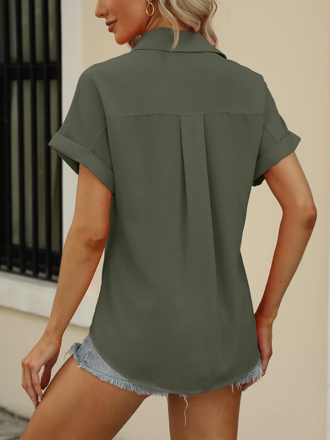Blusa Marina Donna – Camicetta a Righe con Collo a V e Bottoni
