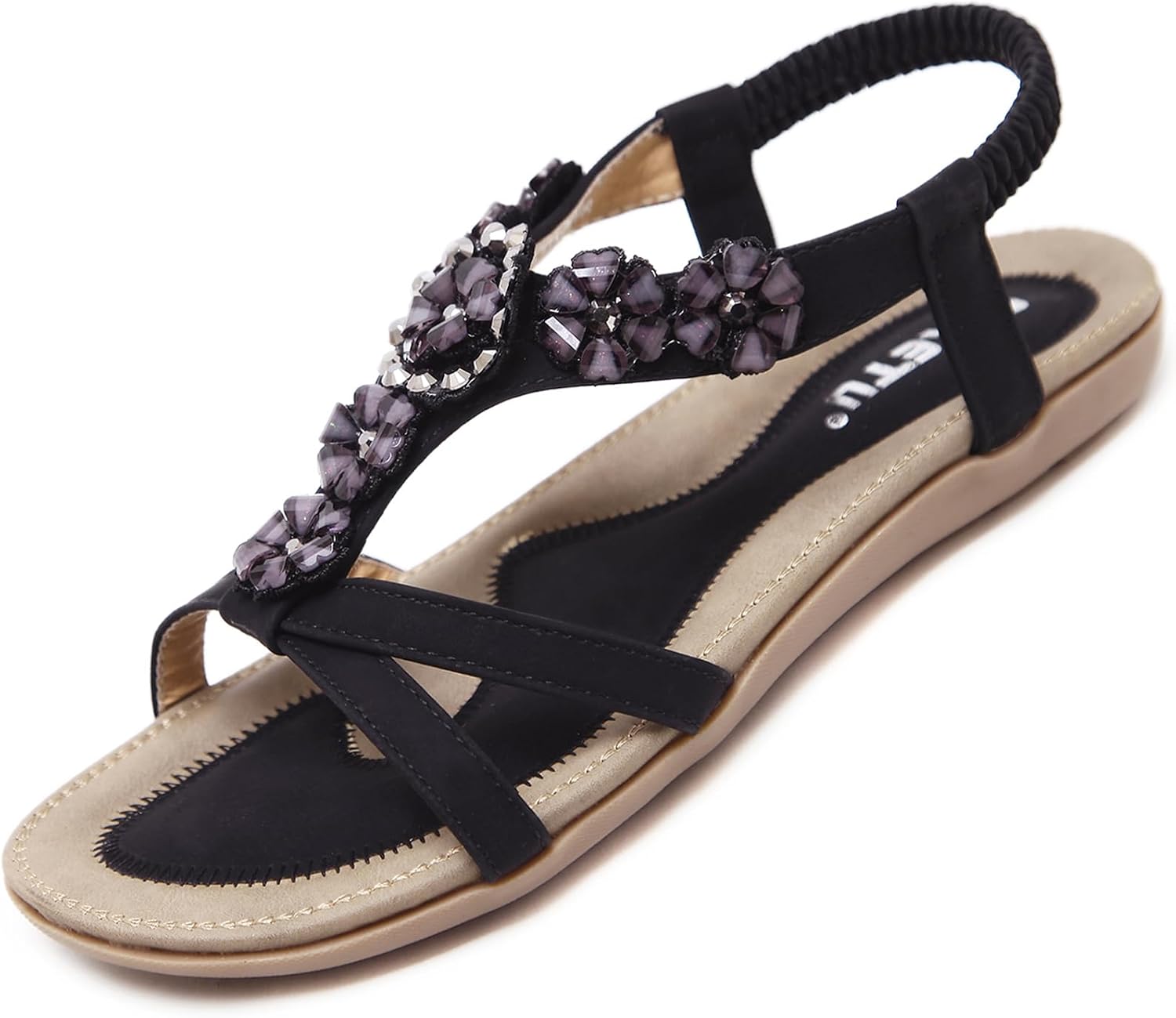 Daphne Tongs Bohèmes Dame – T-sandaler med strass og elastisk rem