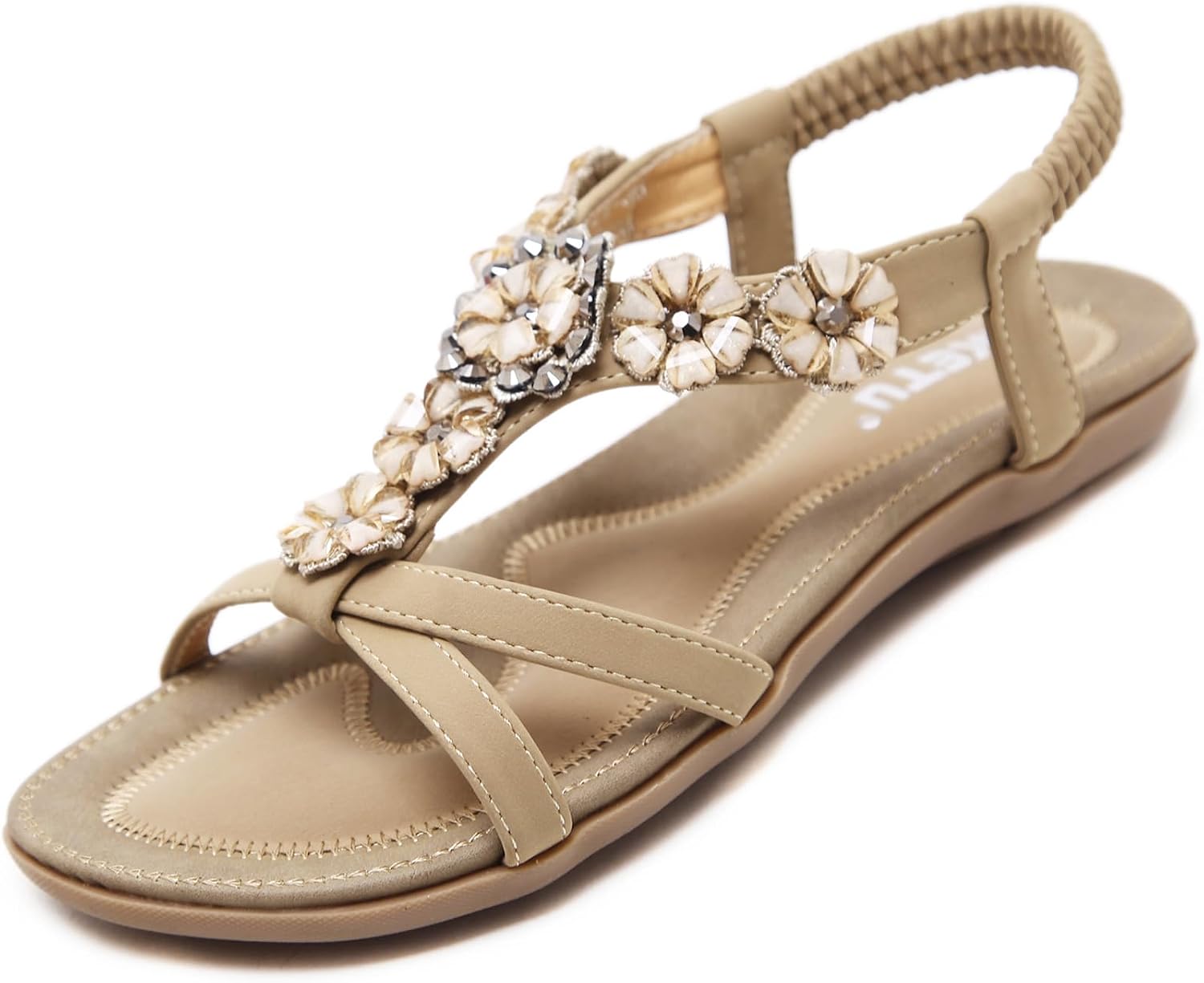 Daphne Tongs Bohèmes Dame – T-sandaler med strass og elastisk rem