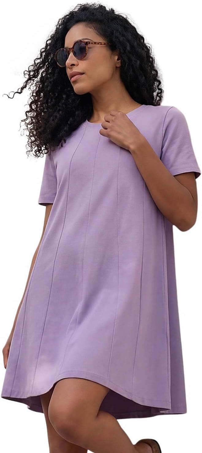 Léonie Kurzes Kleid für Damen – Swing-Kleid aus Baumwoll-Stretch mit Rundhalsausschnitt, Sommer, elegant