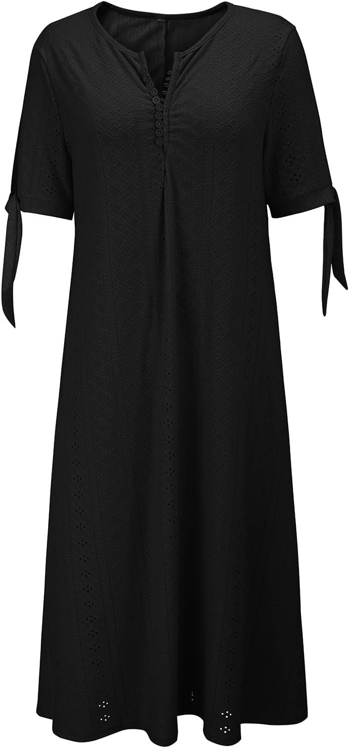 Camille Bohemian Dress for Women – Long Flowing Dress with V-Neck and Pockets