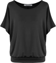 Tyronia T-shirt til kvinder oversize – flagermusærmer, strækbar viskose lavet i Italien