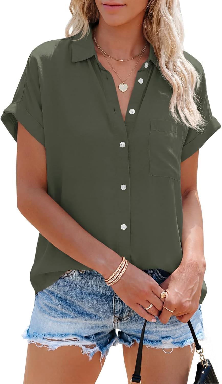 Blusa Marina Donna – Camicetta a Righe con Collo a V e Bottoni