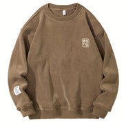 Lässiger Rundhals-Pullover mit gestickten Buchstaben für Herren