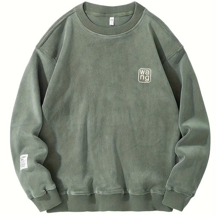 Lässiger Rundhals-Pullover mit gestickten Buchstaben für Herren