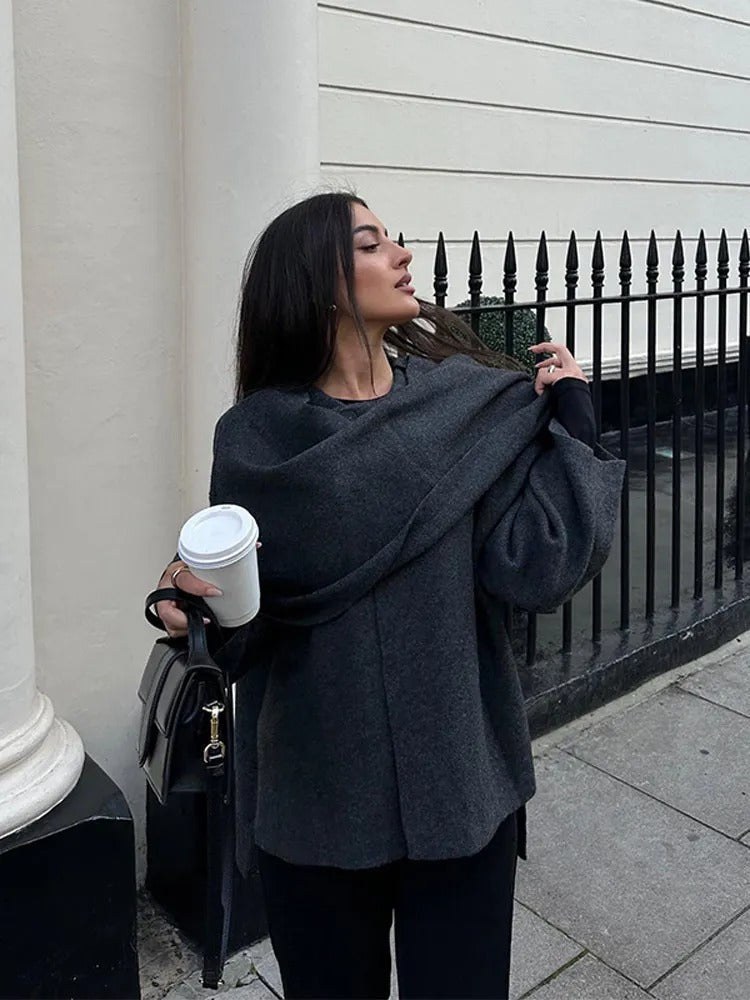 Emma Women's Poncho – Asymmetric Wool, Elegant & Ideal for Winter Warmth