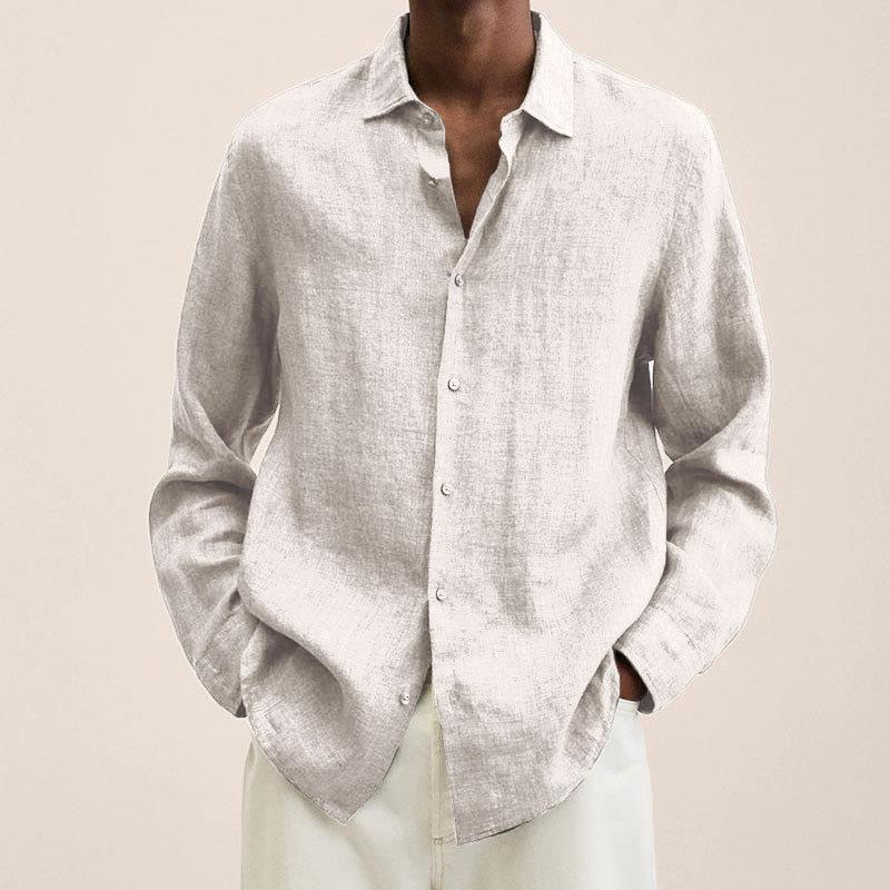 Giovanni Man Shirt - Lin transpirable, mangas largas, diseño clásico y elegante