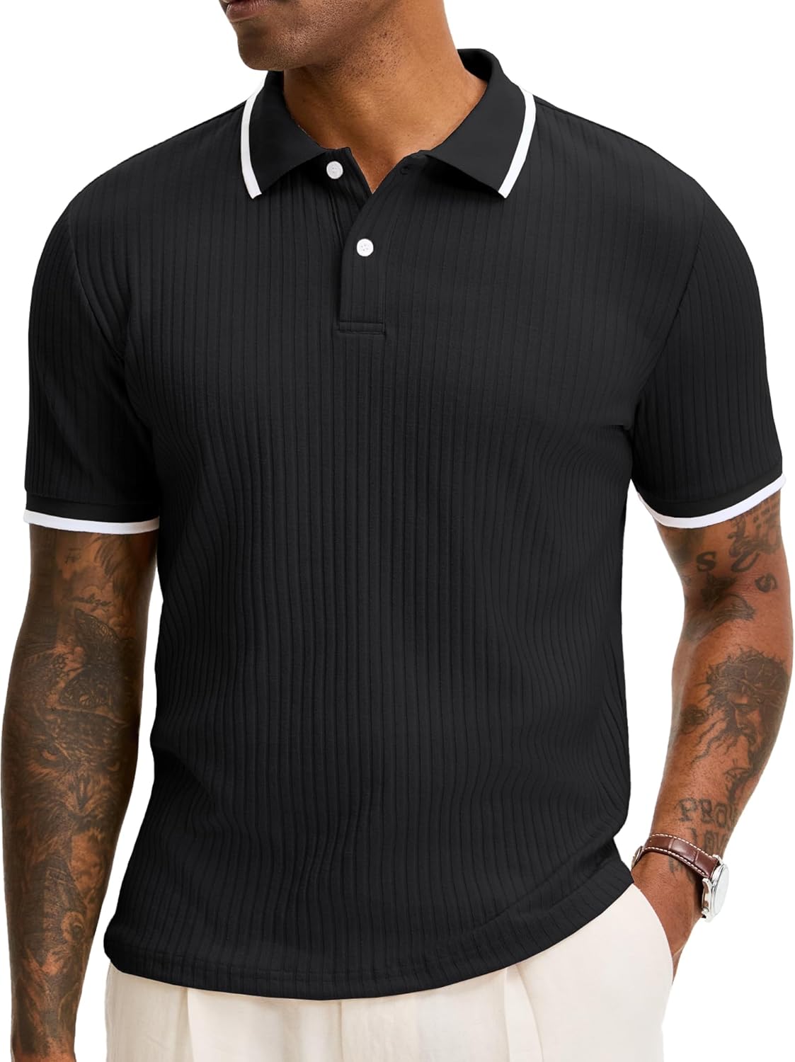 Adrien Polo Herre – Strikket Stretch Polo, Let & Elegant Business Casual Stil
