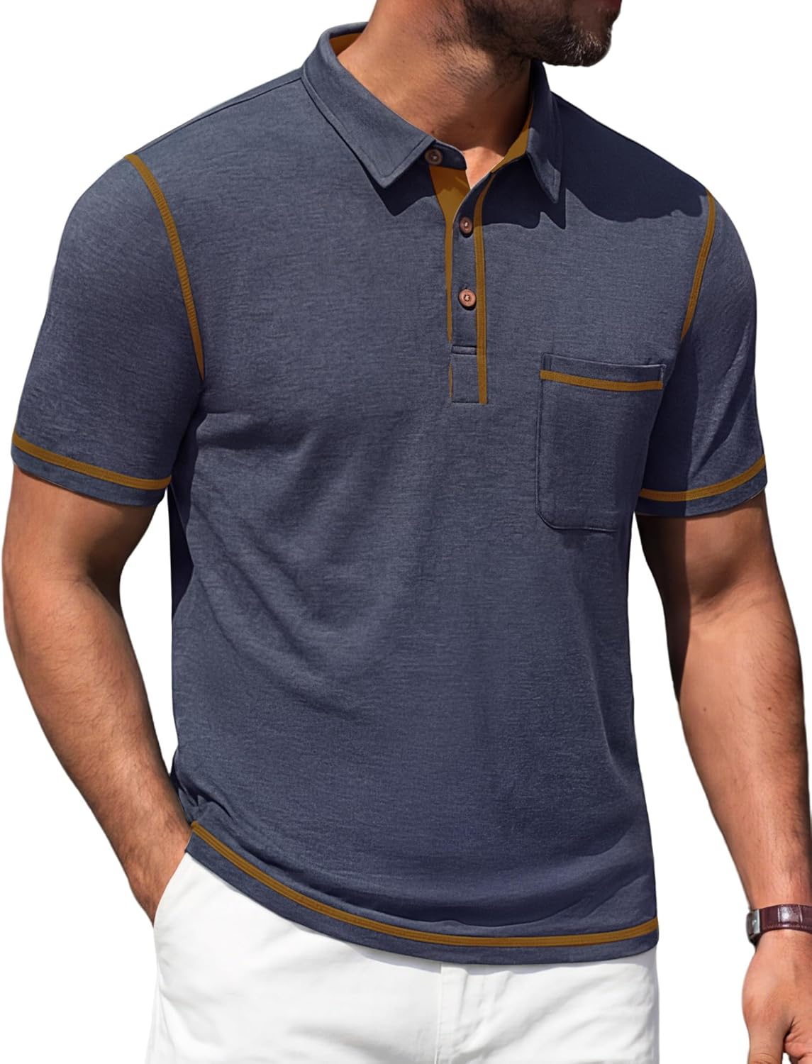 Vianney Pánské Polo – Lehká Bavlna, Kapsa & Ležérní Elegantní Styl Léto