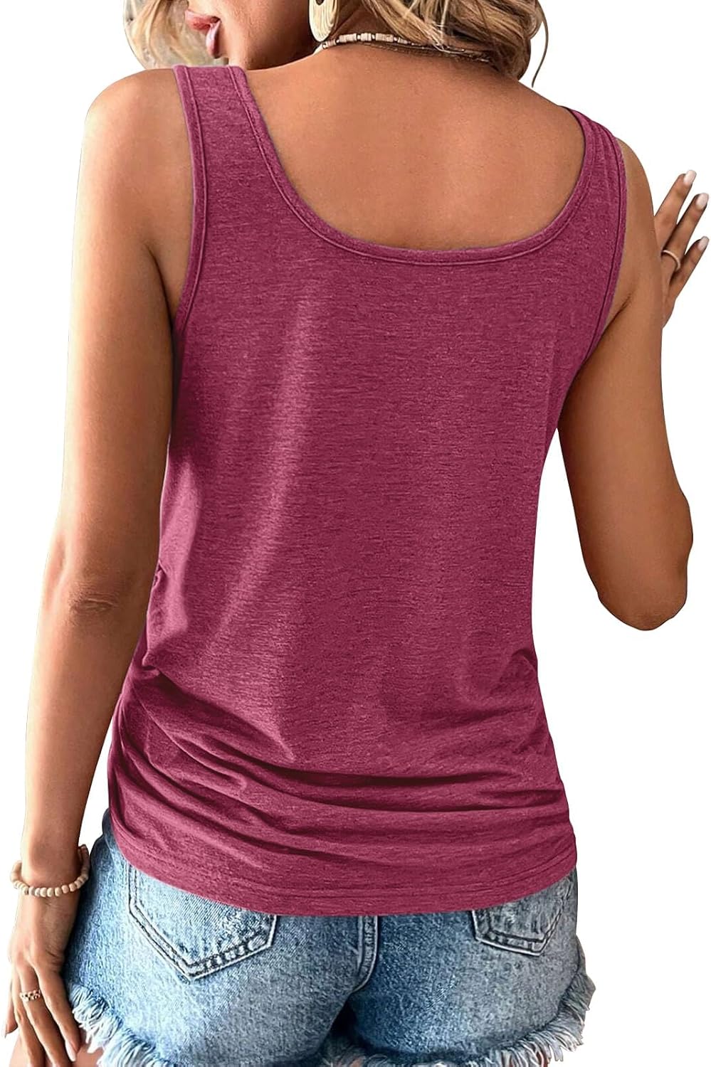 Dorothy top dames Henley – tanktop met ronde hals, knopen en koord, vloeiende pasvorm zomer