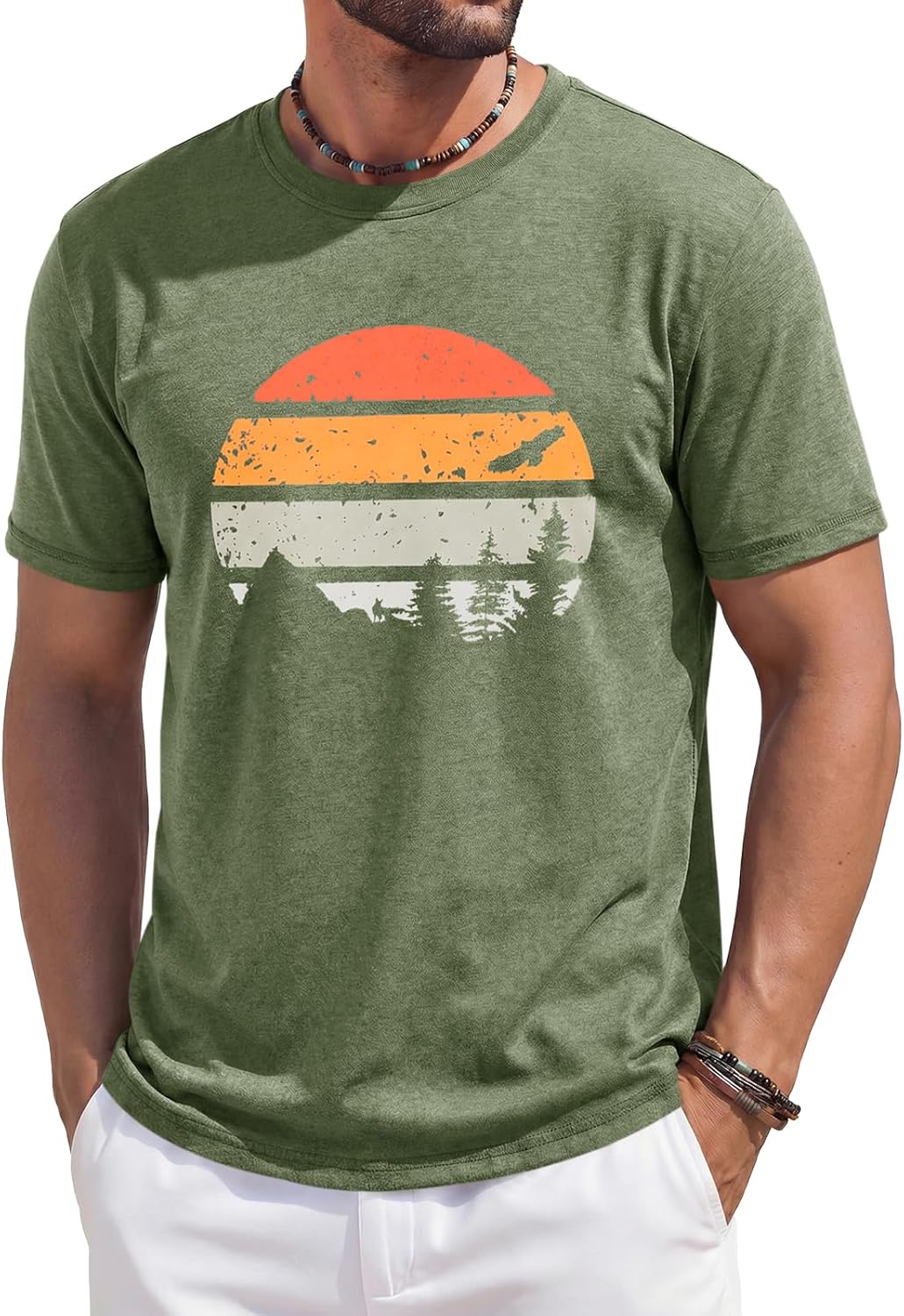 Enzo T-Shirt Ανδρικό – Γραφικό T-shirt με στρογγυλή λαιμόκοψη, στυλ Vintage Παραλία & Casual