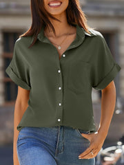 Blusa Marina Donna – Camicetta a Righe con Collo a V e Bottoni