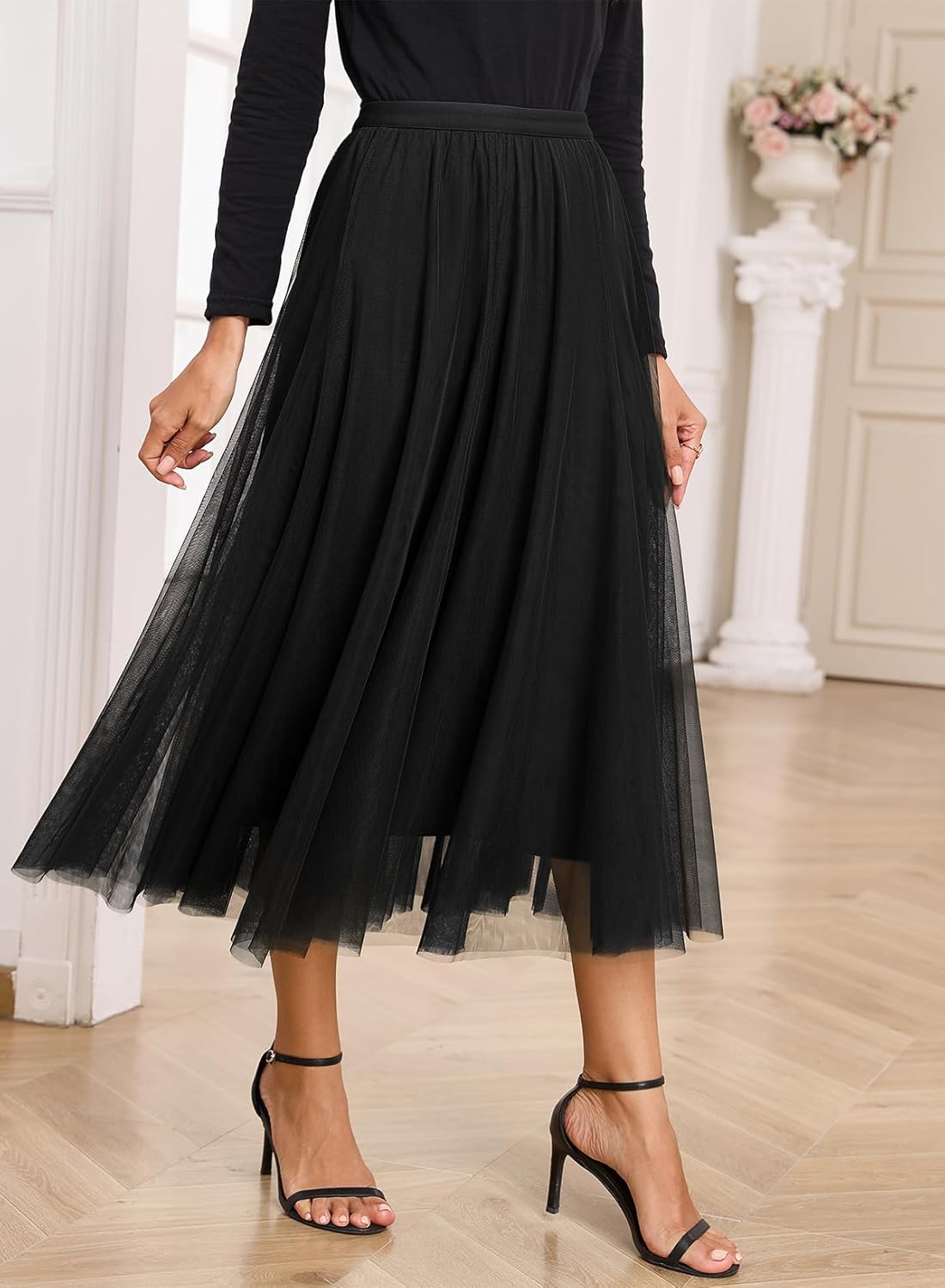 Cassy Women's Tulle Skirt – Long High-Waisted Skirt, Flowing & Elegant