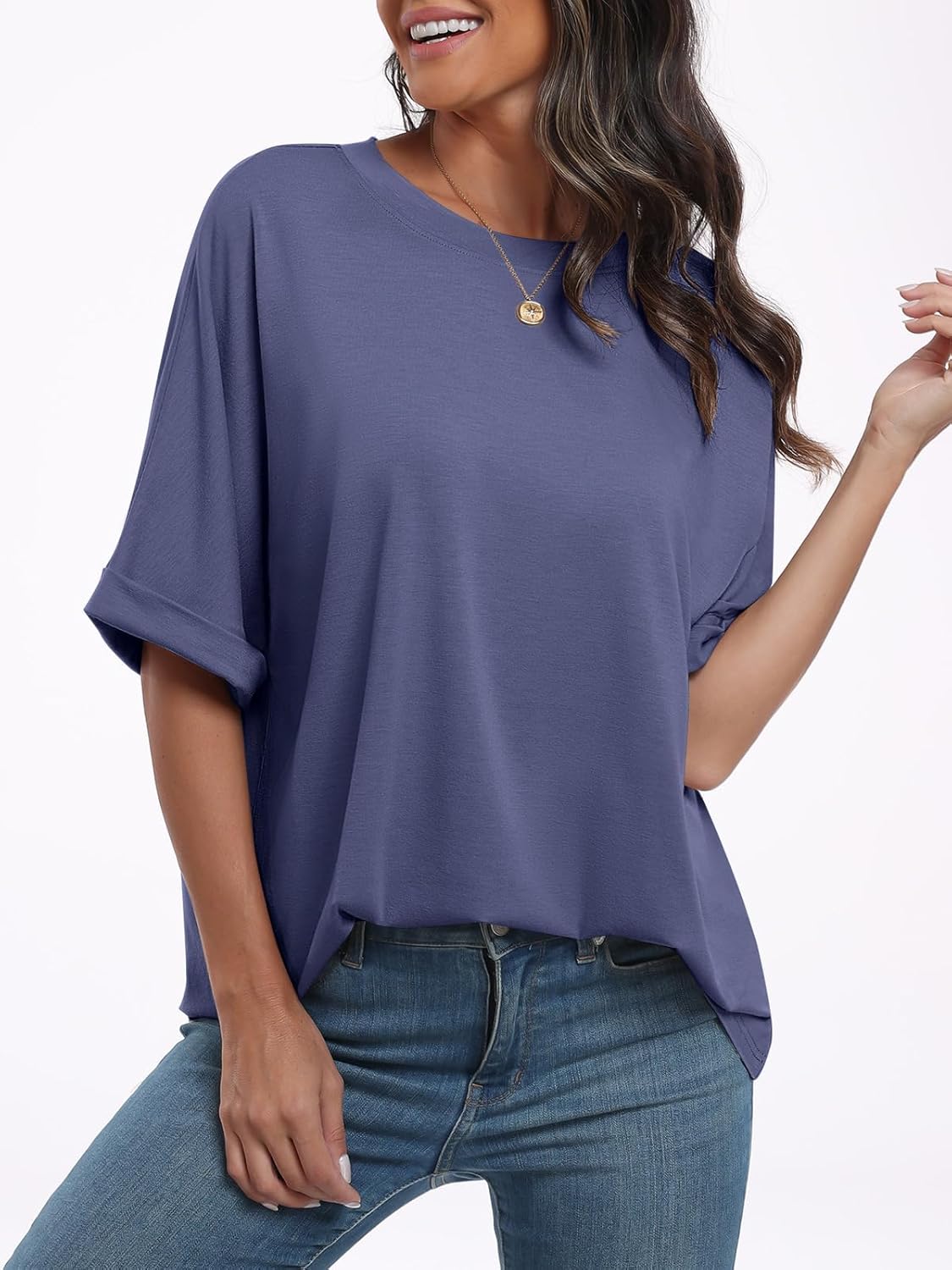 Laura Oversize Women's T-Shirt – Chic Summer Top with Round Neck and Short Sleeves Tunic
