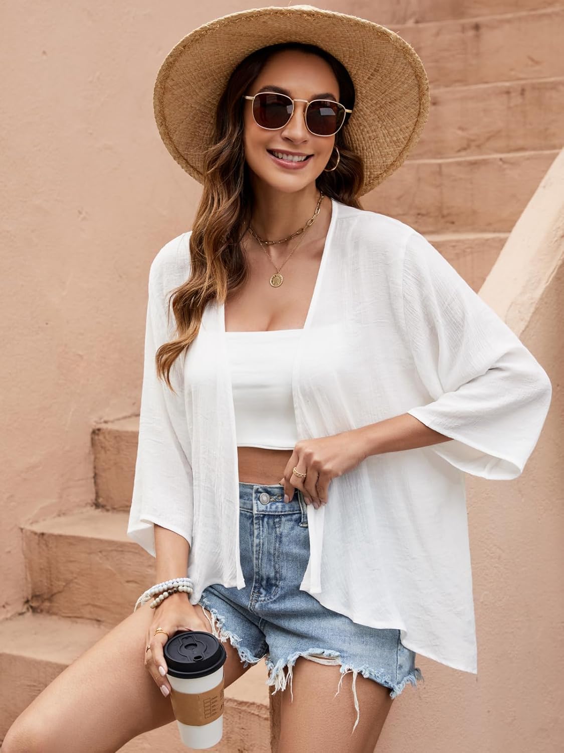 Luna Kimono Mulher Chiffon – Capa Fluida Transparente Elegante Praia Verão