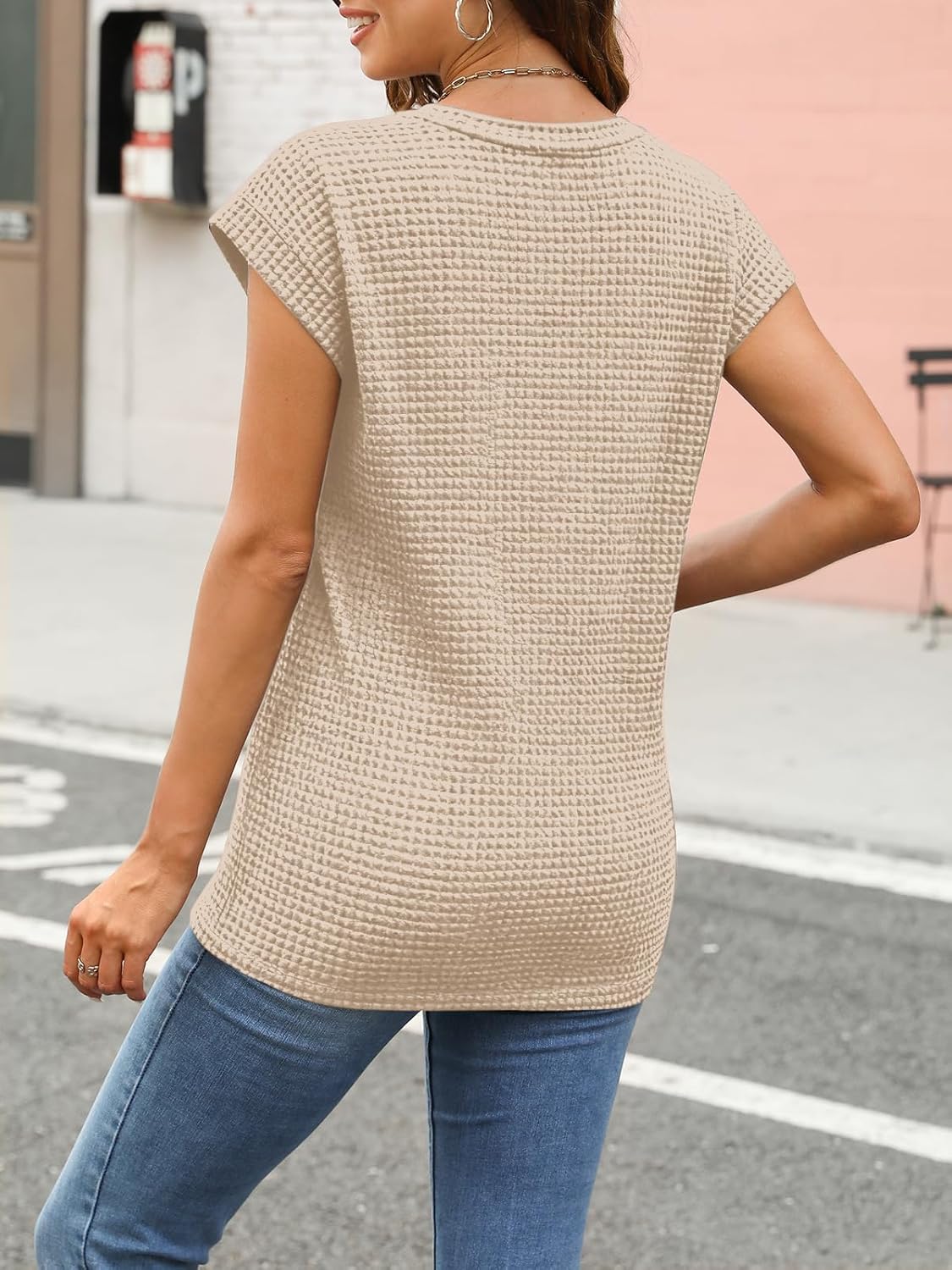 Clarita Top Femme Maille Texturée – Tyylikäs t-paita viittahihasilla