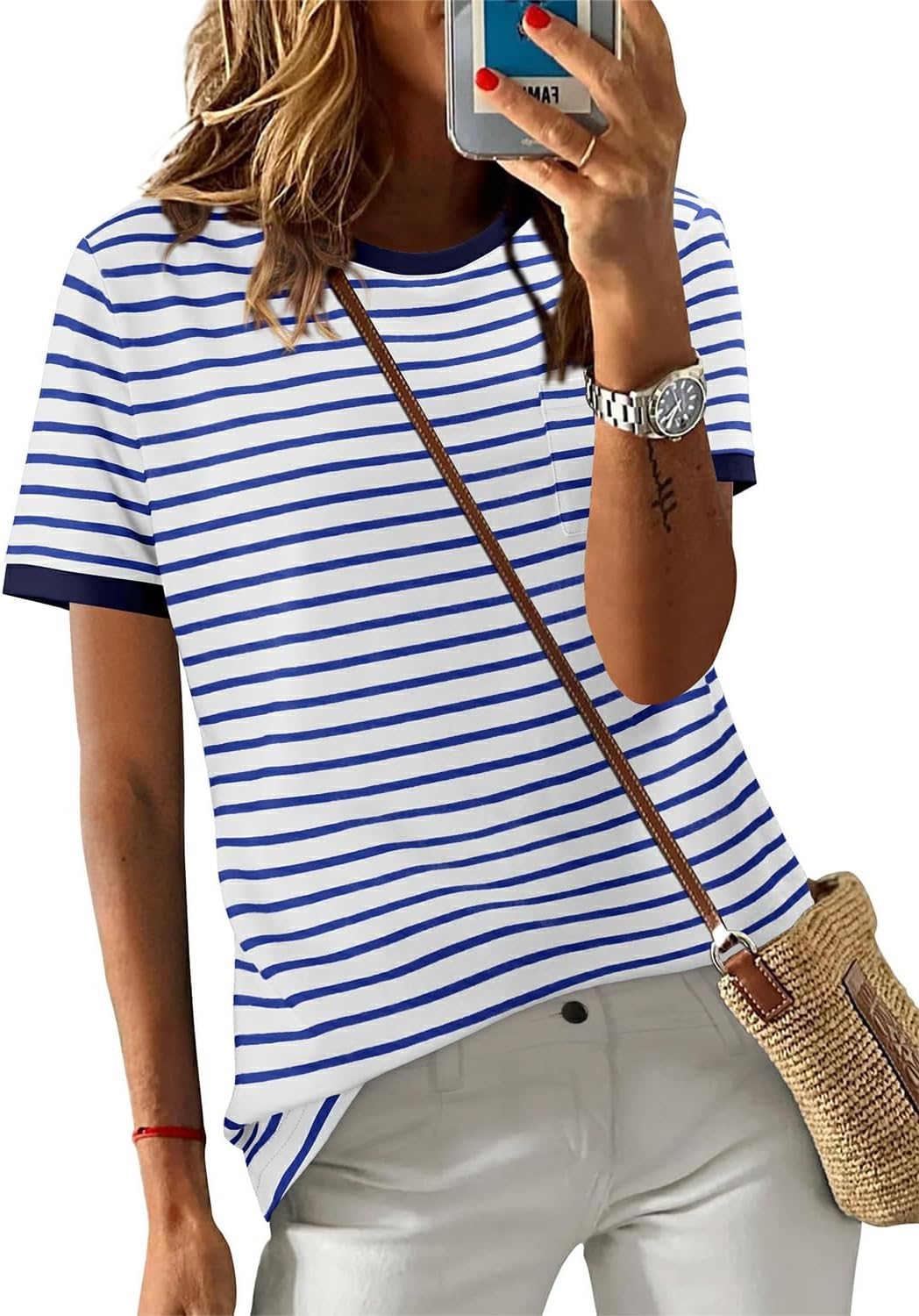 Sofia Top de Linho para Mulher – T-shirt Oversize Casual com Botões e Mangas 3/4