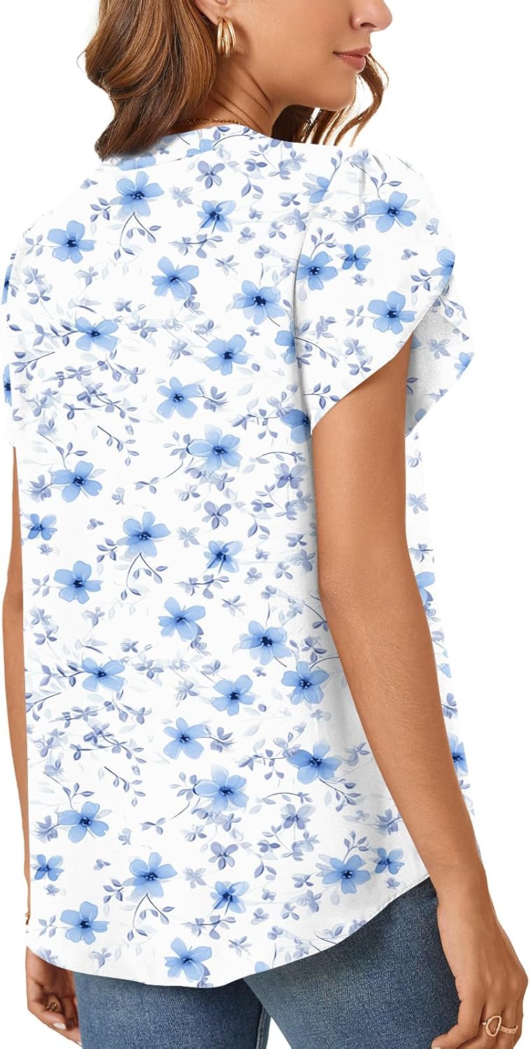 Aurélie Bluse Damen – Elegantes Chiffonoberteil mit V-Ausschnitt und Tulpenärmeln