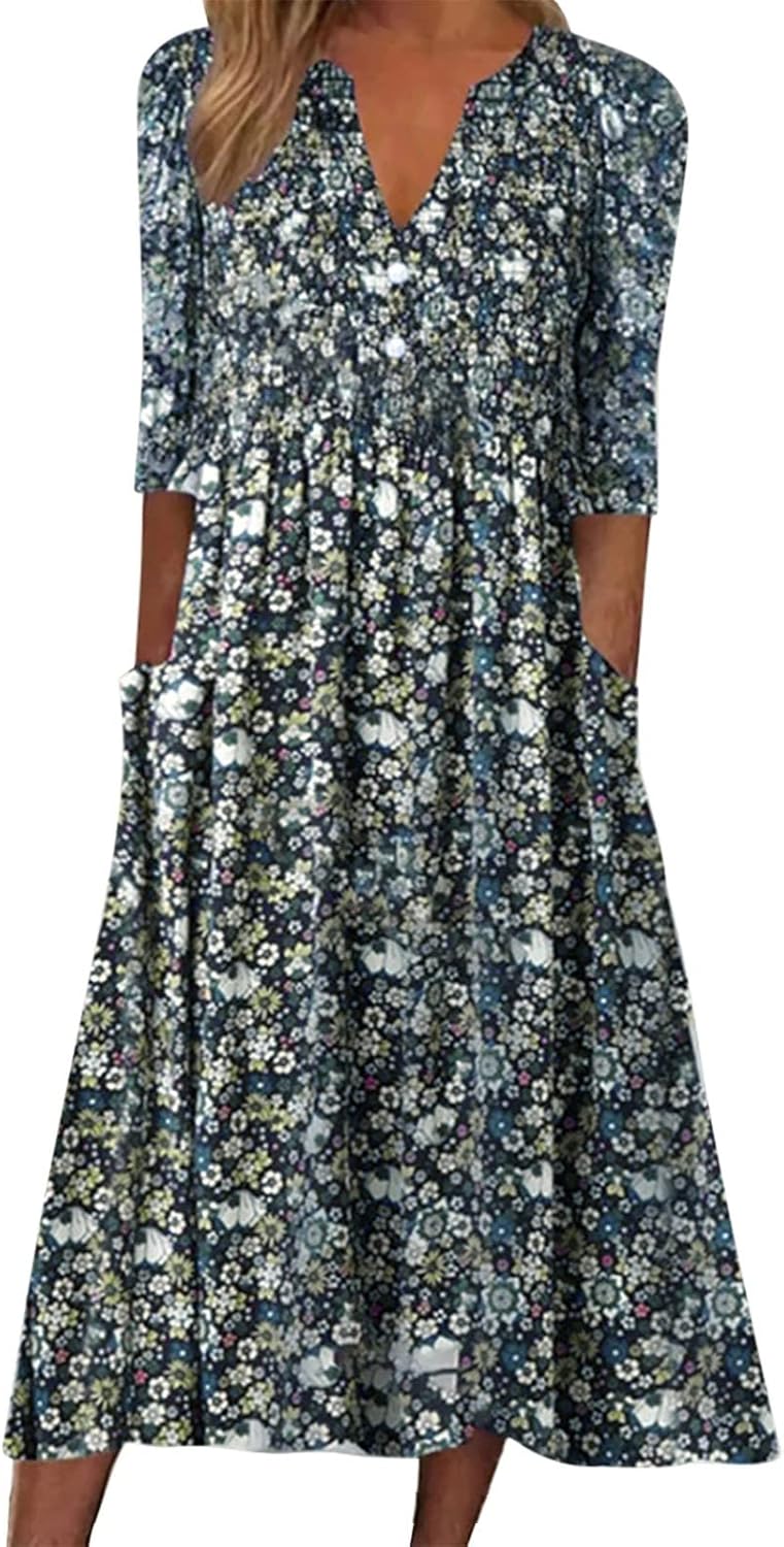 Bianca Robe Femme – Robe Mini Fleurie Col V Coupe Fluide Bohème Été