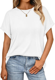 Emma T-shirt dames oversized – ronde hals, korte mouwen, ruime zomerpasvorm